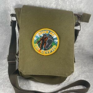 Bigfoot “Show Me The Cryptid” Olive Green Canvas Crossbody Bag